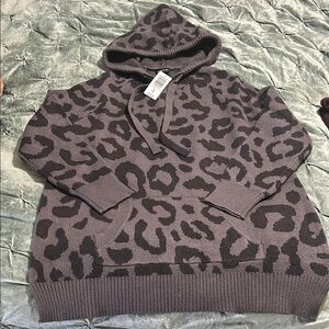 Torrid Gray Leopard Print Sweater